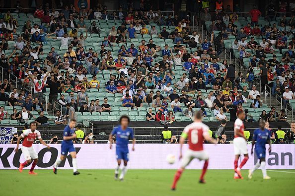 Hundreds of empty seats could be seen throughout the stadiumum