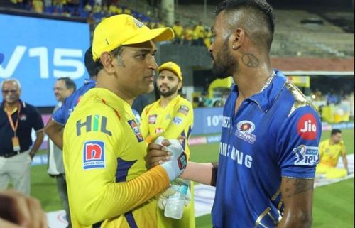 Hardik Pandya and MS Dhoni (Image Source: IPLT20/BCCI)