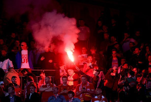 Liverpool FC fans celebrating their victory over Wolves