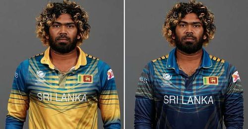 Lasith Malinga donning both of Sri Lanka's jerseys for the 2017 Champions Trophy