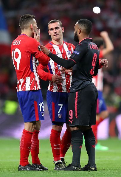 Griezmann (centre) and Lacazette (right)