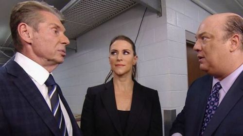 Vince McMahon, Stephanie McMahon and Paul Heyman