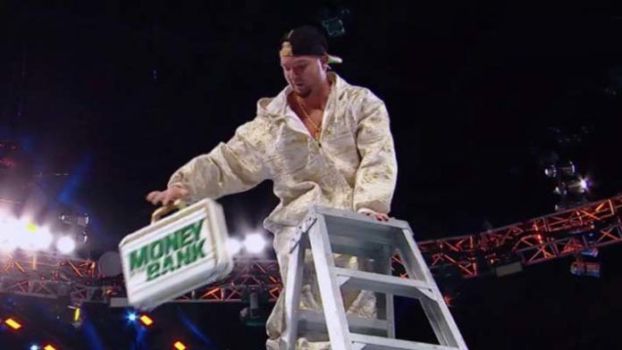 James Ellsworth scaled the ladder and got the contract...unfortunately, he wasn't even booked in the match, which was for the women's division to boot.