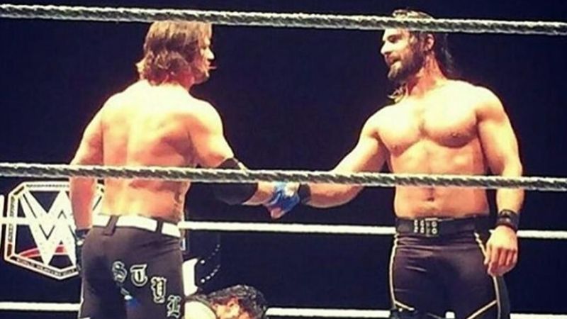 AJ Styles shakes hands with Seth Rollins, but at MITB the time for cordiality will be long past.