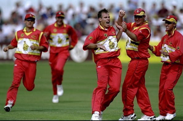 Zimbabwe after their win against India in the 1999 Cricket World Cup.