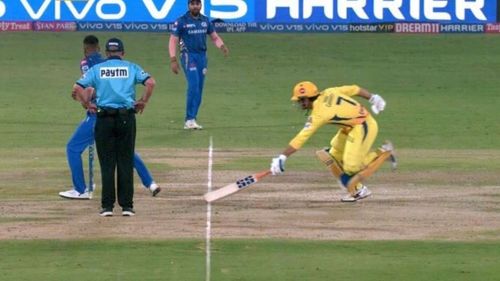 Dhoni Run out - Image Courtesy (BCCI/IPLR20.com)