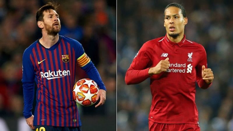 Lionel Messi (L) and Virgil van Dijk (R)