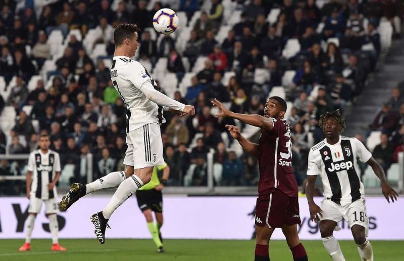 Ronaldo scored his 100th headed goal of his career, versus Torino on Saturday