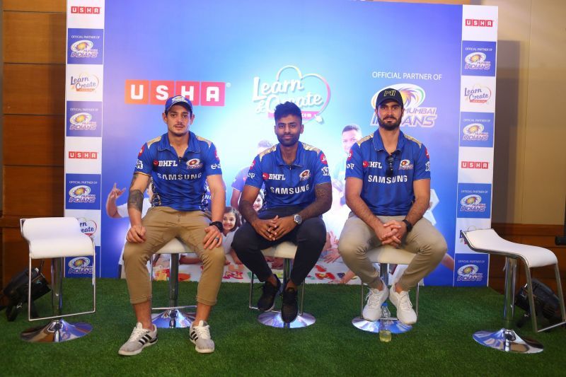 Quinton de Kock, Suryakumar Yadav and Ben Cutting at Usha International Trade Partners Meet &amp; Greet