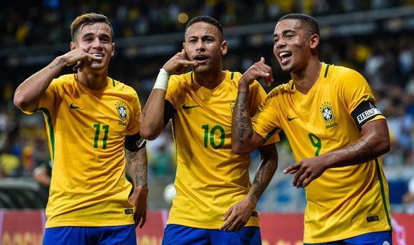 Coutinho, Neymar and Jesus with the Brazilian national team