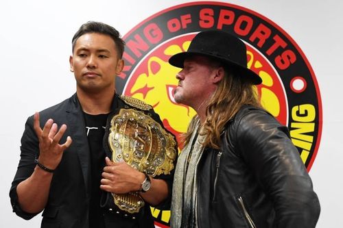 Chris Jericho stares down Kazuchika Okada