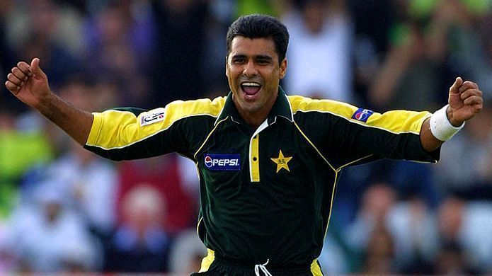 Waqar Younis in action