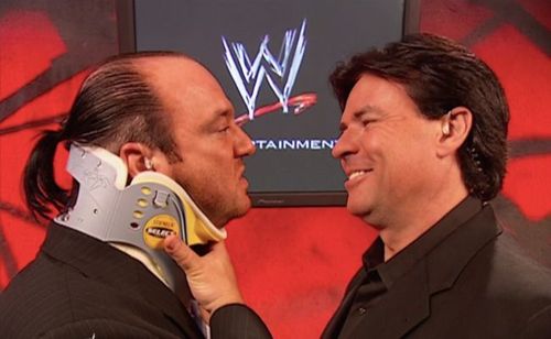 Paul Heyman & Eric Bischoff during their on-screen roles at the height of WWE's Ruthless Aggression Era.