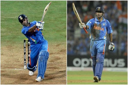 MS Dhoni (left) and Gautam Gambhir (right), the two heroes of India's 2011 World Cup win