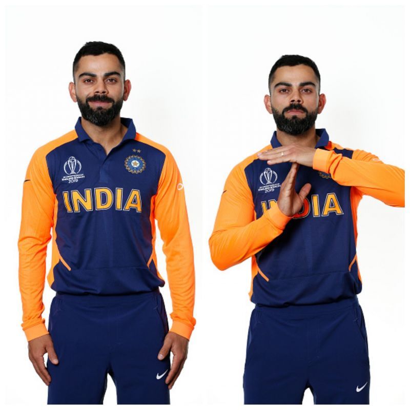 Virat Kohli sporting the new Orange jersey