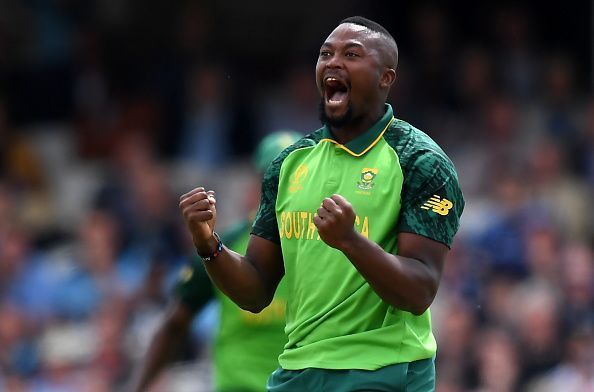 Phehlukwayo celebrates the fall of a wicket