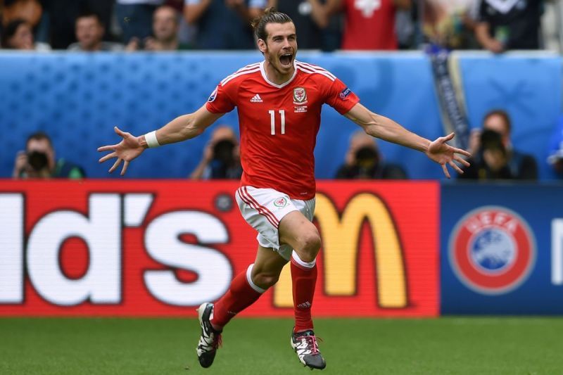 Bale celebrates his goal against England