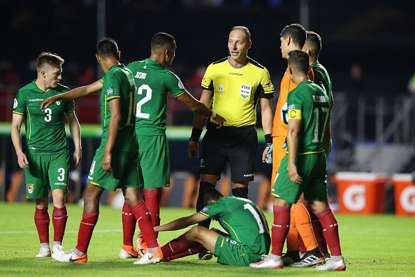 Bolivia players in distraught after the final whistle