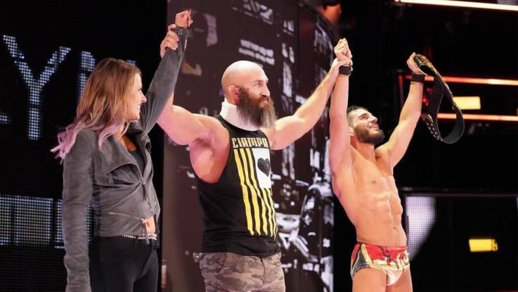 Ciampa celebrating Gargano&#039;s win