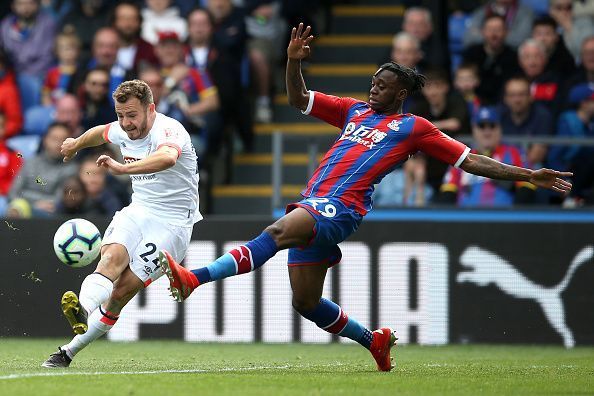 Aaron Wan-Bissaka in action against AFC Bournemouth