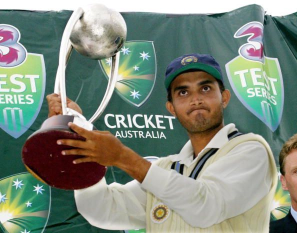 Ganguly with the Border-Gavaskar Trophy