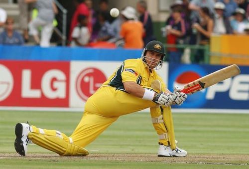 Matthew Hayden of Australia in action