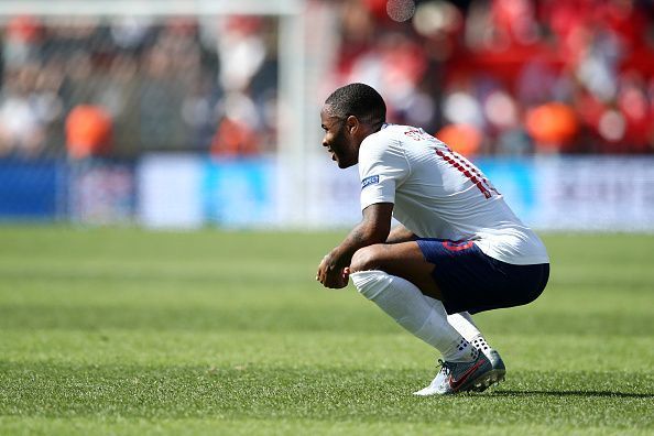 Raheem Sterling in action for England in the UEFA Nations League