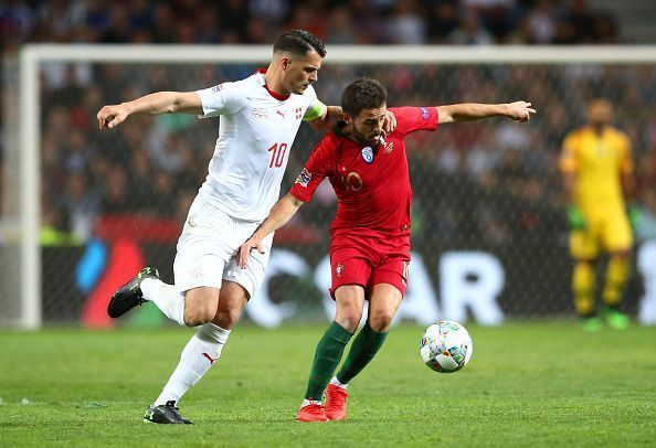 Bernardo Silva (right) was Portugal's best player barring Cristiano, while Swiss captain Xhaka struggled