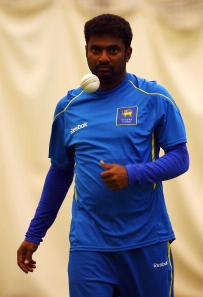 Muttiah Muralitharan in a nets session