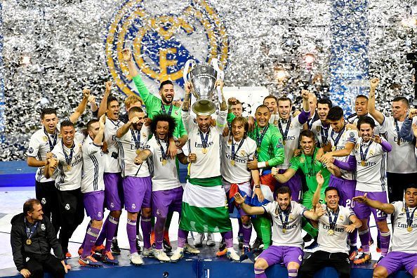 Real Madrid lifting their 12th Champions league title in Cardiff