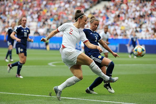 Scotland defender Nicola Docherty conceded a penalty after a VAR-called handball