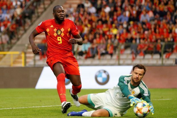 Romelu Lukaku scoring for Belgium against Scotland (Source: Reuters)