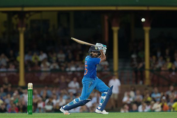 Rohit in action during his 99-run knock