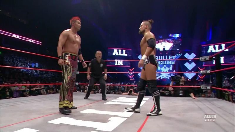 Okada faces off with the Villain in AEW