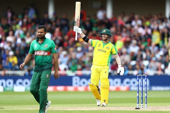 David Warner celebrates his milestone