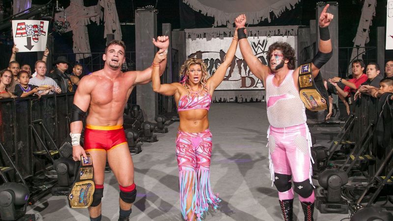 Gayda with husband Charlie Haas (left) and tag team partner Rico.