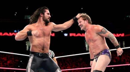 Chris Jericho (right) in action against Seth Rollins