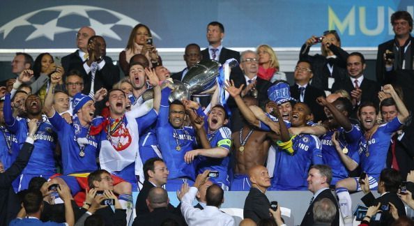 Chelsea FC players celebrate the UCL Triumph over FC Bayern Munich in 2012