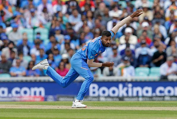 Hardik Pandya in action for India.