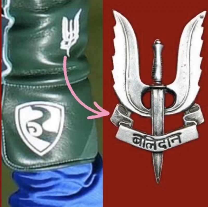 The insignia seen on Dhoni's gloves is a regimental dagger of the Indian Paramilitary Forces