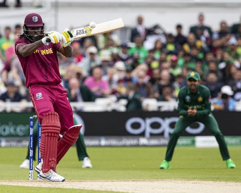 Chris Gayle inscribed his name in the history books once again when he smashed three sixes in his 33-ball half-century against Pakistan in their inaugural match of the ICC Cricket World Cup 2019.
