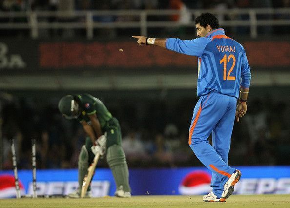 Yuvraj Singh came good with the ball against Pakistan at Mohali