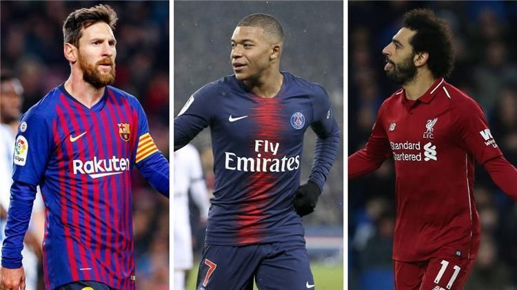 Barcelona&#039;s Lionel Messi, Paris Saint Germain&#039;s Kylian Mbappe and Liverpool&#039;s Mohamed Salah