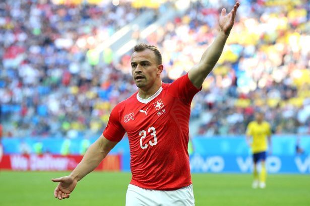 Shaqiri playing for Switzerland at the 2018 FIFA World Cup
