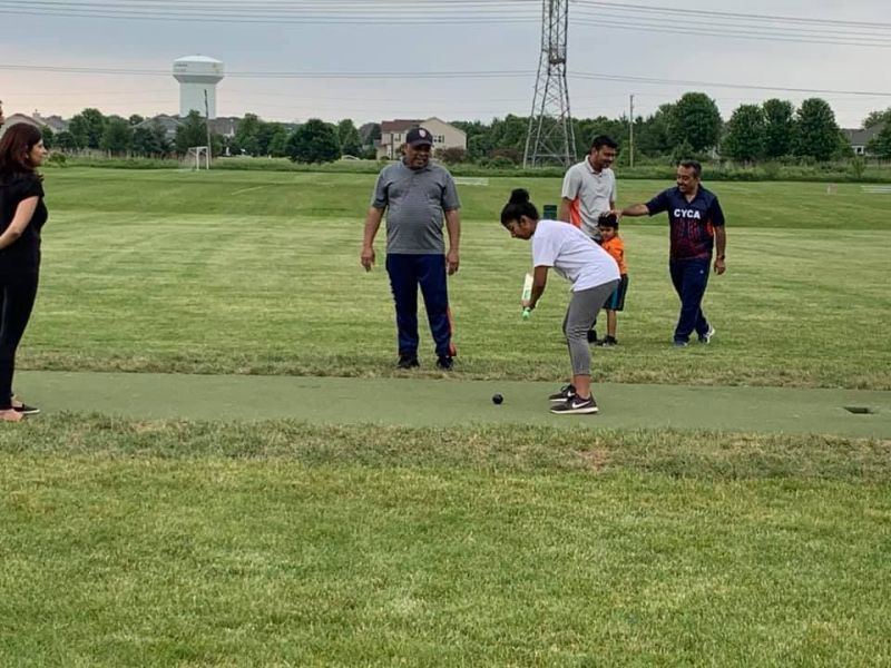 Youth player begins with striking the ball on ground