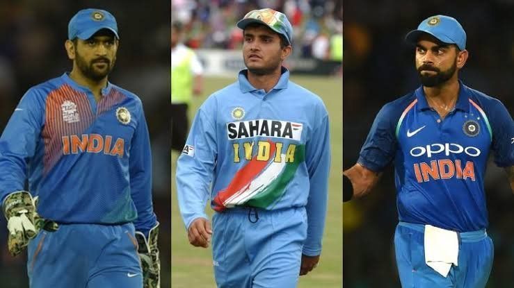 MS Dhoni, Sourav Ganguly, Virat Kohli- The three most successful Indian skippers across formats.