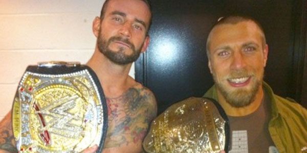 WWE Champion CM Punk with World Heavyweight Champion Daniel Bryan in 2012