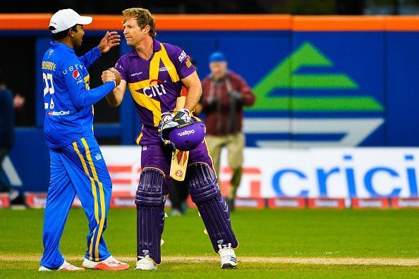 Jonty Rhodes during a Cricket All-Stars Series match at Citi Field