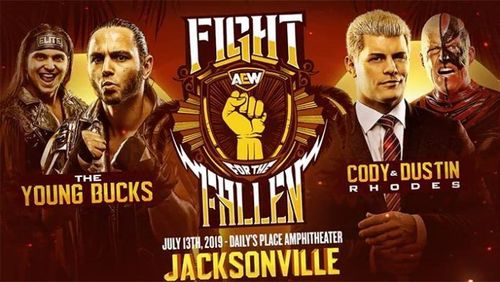 The poster for Fight for the Fallen features The Young Bucks, Cody and Dustin Rhodes. This will likely be the main event for the show.