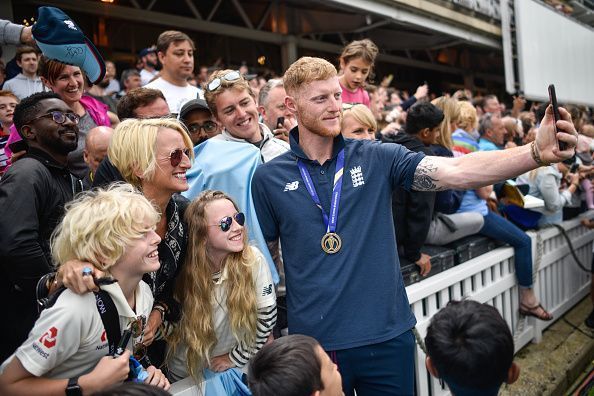 Ben Stokes celebrating England&#039;s historic World Cup win